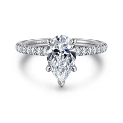 Sale Gabriel & Co. Allison - 14K White Gold Pear Shape Hidden Halo Diamond Engagement Ring