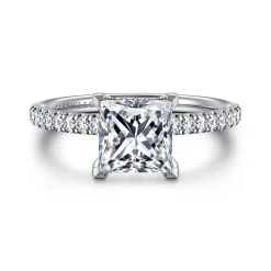 Hot Gabriel & Co. Allison - 14K White Gold Princess Hidden Halo Diamond Engagement Ring