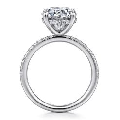 New Gabriel & Co. Allison - 14K White Gold Round Hidden Halo Diamond and Engagement Ring
