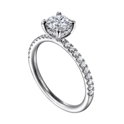 Clearance Gabriel & Co. Allison - 14K White Gold Round Hidden Halo Diamond and Engagement Ring