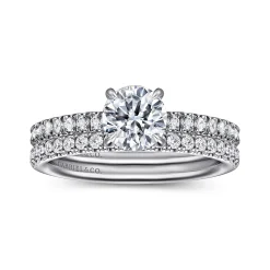 Clearance Gabriel & Co. Allison - 14K White Gold Round Hidden Halo Diamond and Engagement Ring