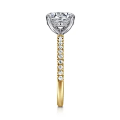 Clearance Gabriel & Co. Allison - 14K White-Yellow Gold Round Hidden Halo Diamond and Engagement Ring