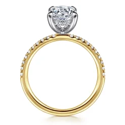 Clearance Gabriel & Co. Allison - 14K White-Yellow Gold Round Hidden Halo Diamond and Engagement Ring