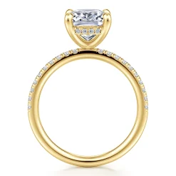Clearance Gabriel & Co. Allison - 14K Yellow Gold Elongated Cushion Hidden Halo Diamond and Engagement Ring