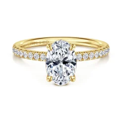 Clearance Gabriel & Co. Allison - 14K Yellow Gold Oval Hidden Halo Diamond and Engagement Ring