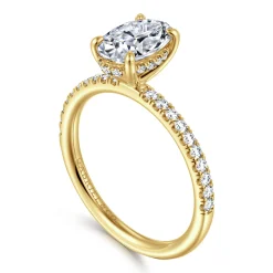 Clearance Gabriel & Co. Allison - 14K Yellow Gold Oval Hidden Halo Diamond and Engagement Ring