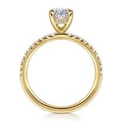 New Gabriel & Co. Allison - 14K Yellow Gold Oval Hidden Halo Diamond and Engagement Ring