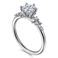 Best Gabriel & Co. Allure - 14K White Gold Round Diamond Engagement Ring