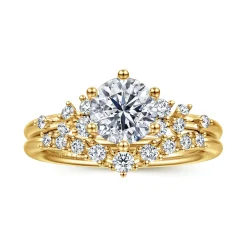 Best Gabriel & Co. Allure - 14K Yellow Gold Round Diamond Engagement Ring