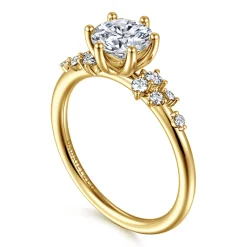 Best Gabriel & Co. Allure - 14K Yellow Gold Round Diamond Engagement Ring