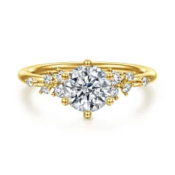 Best Gabriel & Co. Allure - 14K Yellow Gold Round Diamond Engagement Ring