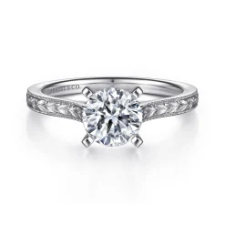 Hot Gabriel & Co. Alma - Vintage Inspired 14K White Gold Round Solitaire Engagement Ring
