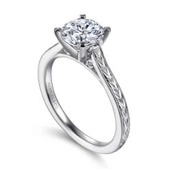 Hot Gabriel & Co. Alma - Vintage Inspired 14K White Gold Round Solitaire Engagement Ring