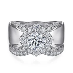 Discount Gabriel & Co. Alva - 14K White Gold Round Halo Diamond Engagement Ring