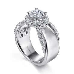 Discount Gabriel & Co. Alva - 14K White Gold Round Halo Diamond Engagement Ring