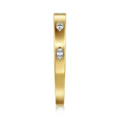 Outlet Gabriel & Co. Amah - 14K Yellow Gold 5 Stone Flush Set Marquise Diamond Cigar Band - 0.16 ct