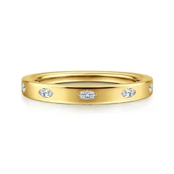 Outlet Gabriel & Co. Amah - 14K Yellow Gold 5 Stone Flush Set Marquise Diamond Cigar Band - 0.16 ct