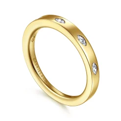 Outlet Gabriel & Co. Amah - 14K Yellow Gold 5 Stone Flush Set Marquise Diamond Cigar Band - 0.16 ct