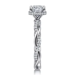 Best Gabriel & Co. Ama - 14K White Gold Twisted Cushion Halo Diamond Engagement Ring