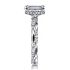 New Gabriel & Co. Ama - 14K White Gold Twisted Emerald Cut Halo Diamond Engagement Ring