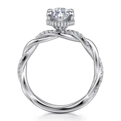 Outlet Gabriel & Co. Ama - 14K White Gold Twisted Marquise Shape Halo Diamond Engagement Ring