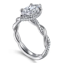 Outlet Gabriel & Co. Ama - 14K White Gold Twisted Marquise Shape Halo Diamond Engagement Ring