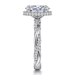 Outlet Gabriel & Co. Ama - 14K White Gold Twisted Oval Halo Diamond Engagement Ring