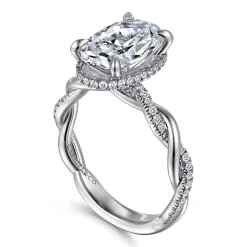 Sale Gabriel & Co. Ama - 14K White Gold Twisted Oval Halo Diamond Engagement Ring