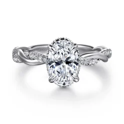 Hot Gabriel & Co. Ama - 14K White Gold Twisted Oval Halo Diamond Engagement Ring