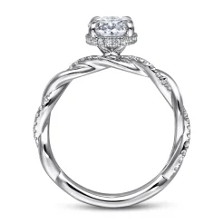 Hot Gabriel & Co. Ama - 14K White Gold Twisted Oval Halo Diamond Engagement Ring