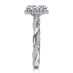 Hot Gabriel & Co. Ama - 14K White Gold Twisted Oval Halo Diamond Engagement Ring