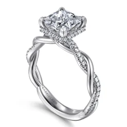 Online Gabriel & Co. Ama - 14K White Gold Twisted Princess Halo Diamond Engagement Ring