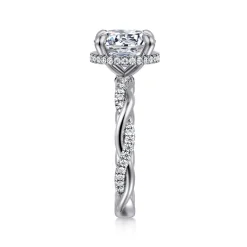 Hot Gabriel & Co. Ama - 14K White Gold Twisted Round Halo Diamond Engagement Ring