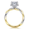 Gabriel & Co. Ama - 14K White-Yellow Gold Twisted Oval Halo Diamond Engagement Ring