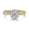 Outlet Gabriel & Co. Ama - 14K White-Yellow Gold Twisted Round Halo Diamond Engagement Ring