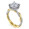 Discount Gabriel & Co. Ama - 14K White-Yellow Gold Twisted Round Halo Diamond Engagement Ring