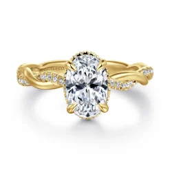 Discount Gabriel & Co. Ama - 14K Yellow Gold Twisted Oval Halo Diamond Engagement Ring