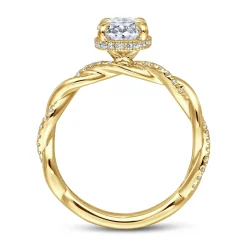 Discount Gabriel & Co. Ama - 14K Yellow Gold Twisted Oval Halo Diamond Engagement Ring