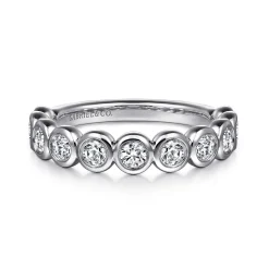 Outlet Gabriel & Co. Amalfi - 14K White Gold Bezel Set Diamond Anniversary Band - 0.75 ct