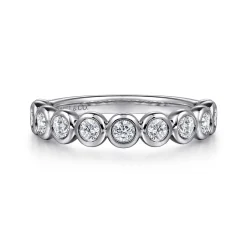 Best Gabriel & Co. Amalfi - 14K White Gold Bezel Set Diamond Anniversary Band - 0.5 ct
