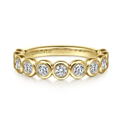 Best Gabriel & Co. Amalfi - 14K Yellow Gold Bezel Diamond Anniversary Band - 0.75 ct