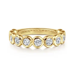 New Gabriel & Co. Amalfi - 14K Yellow Gold Bezel Set Diamond Anniversary Band - 1 ct