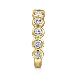 New Gabriel & Co. Amalfi - 14K Yellow Gold Bezel Set Diamond Anniversary Band - 1 ct