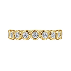Sale Gabriel & Co. Amalfi - 14K Yellow Gold Bezel Set Diamond Anniversary Band - 0.5 ct