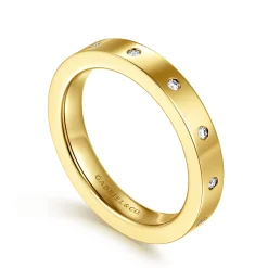 Best Gabriel & Co. Amarelle - 14K Yellow Gold Flush Set Diamond Eternity Band - 0.09 ct