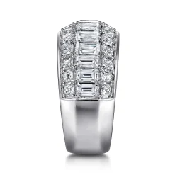 Hot Gabriel & Co. Amarie - 14K White Gold Separate Micro Prong in Channel Baguette and Princess Cut Diamond Anniversary Band - 2.6 ct