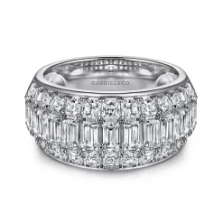 Hot Gabriel & Co. Amarie - 14K White Gold Separate Micro Prong in Channel Baguette and Princess Cut Diamond Anniversary Band - 2.6 ct