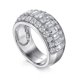 Hot Gabriel & Co. Amarie - 14K White Gold Separate Micro Prong in Channel Baguette and Princess Cut Diamond Anniversary Band - 2.6 ct