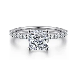 New Gabriel & Co. Amata - 14K White Gold Cushion Cut Diamond Engagement Ring