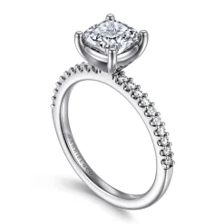 New Gabriel & Co. Amata - 14K White Gold Cushion Cut Diamond Engagement Ring